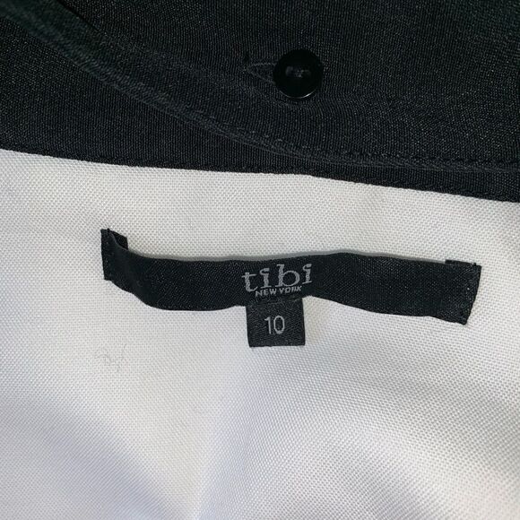 TIBI White Cotton Black Collared Bodysuit-10 - Picture 7 of 8